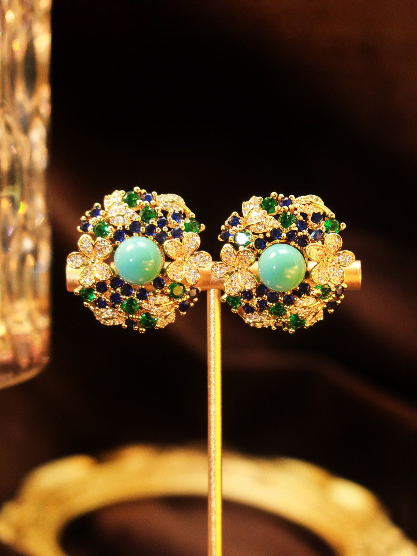 Gold Texture Stud Earrings