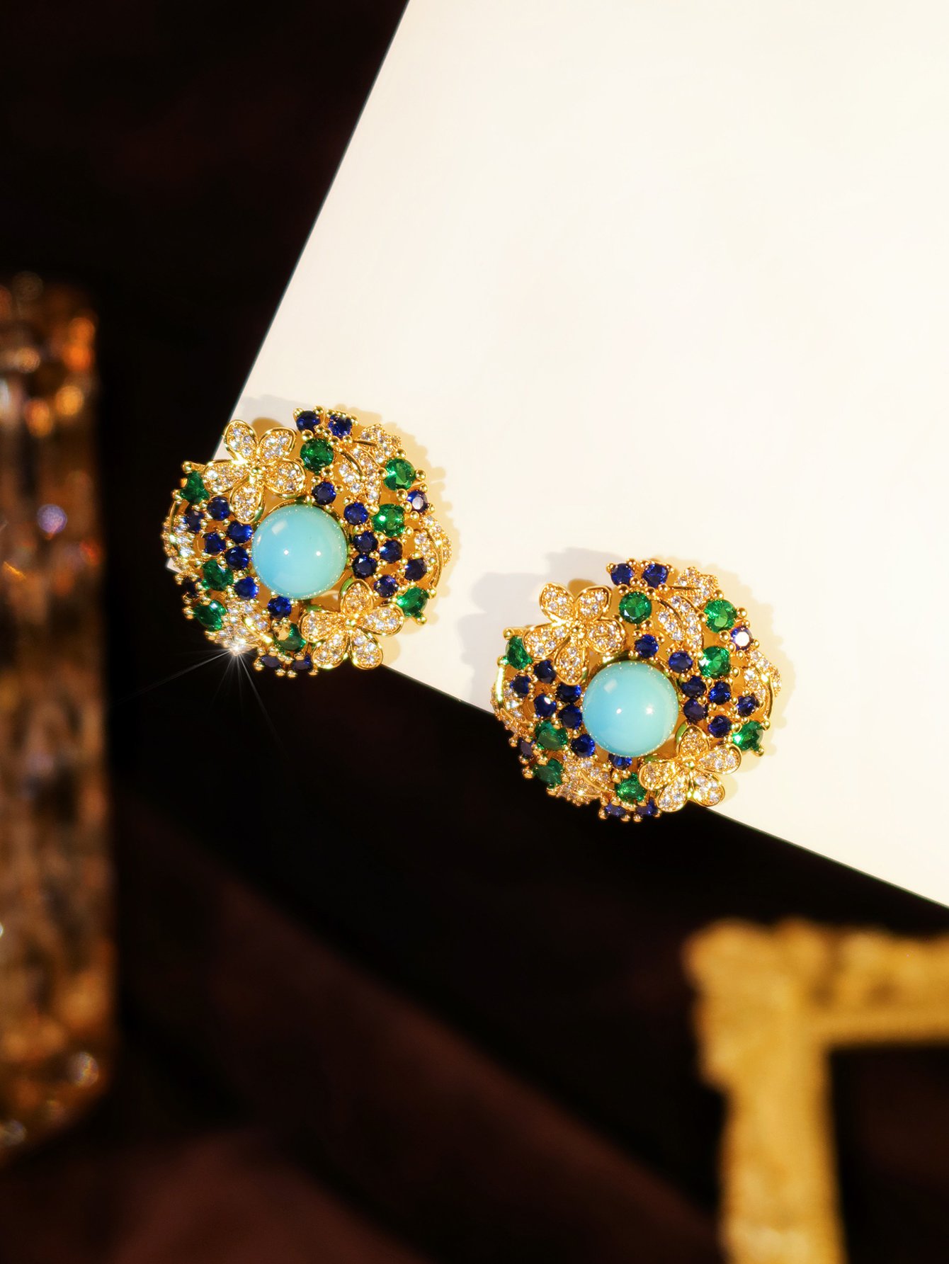 Gold Texture Stud Earrings