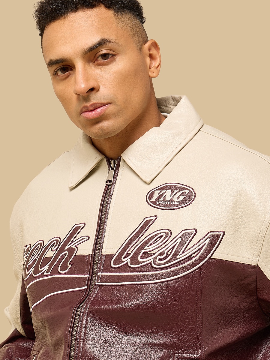 Colourblock Pleather Racer Jacket