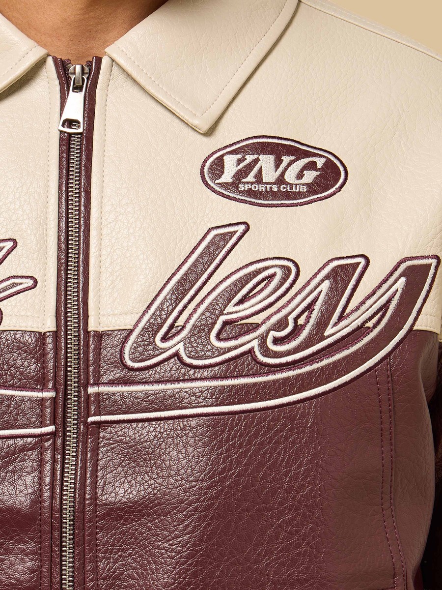 Colourblock Pleather Racer Jacket