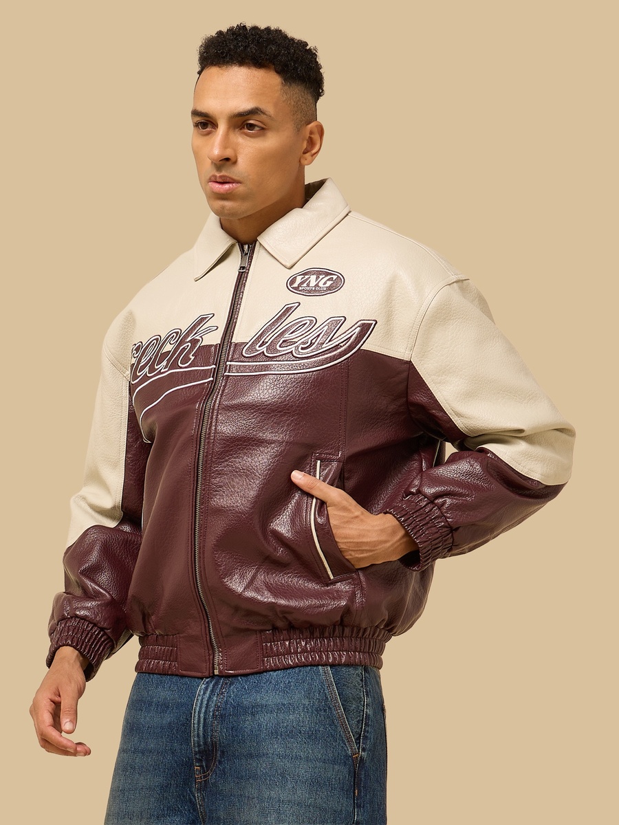 Colourblock Pleather Racer Jacket