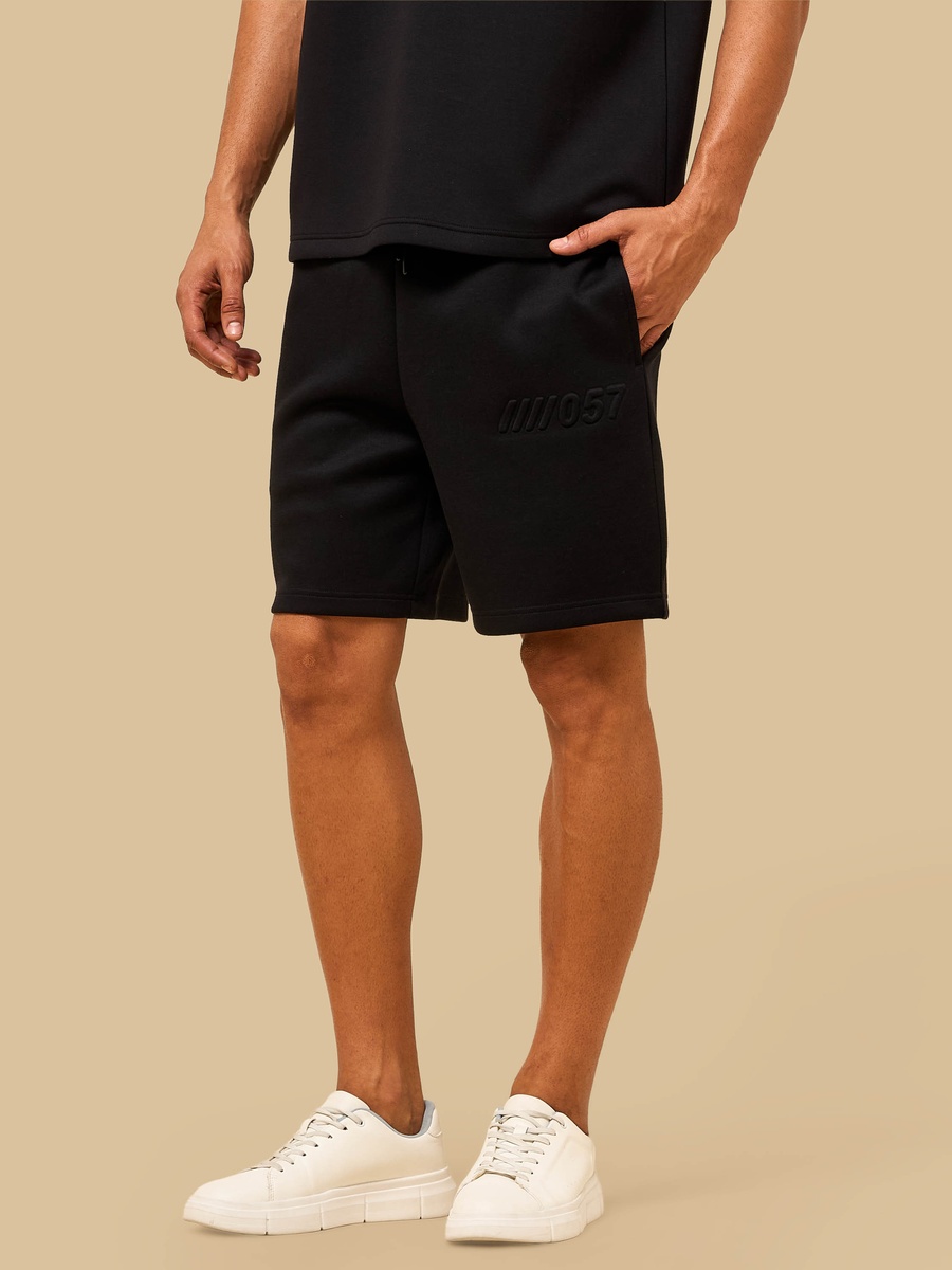 Embossed Relaxed Fit Scuba Shorts