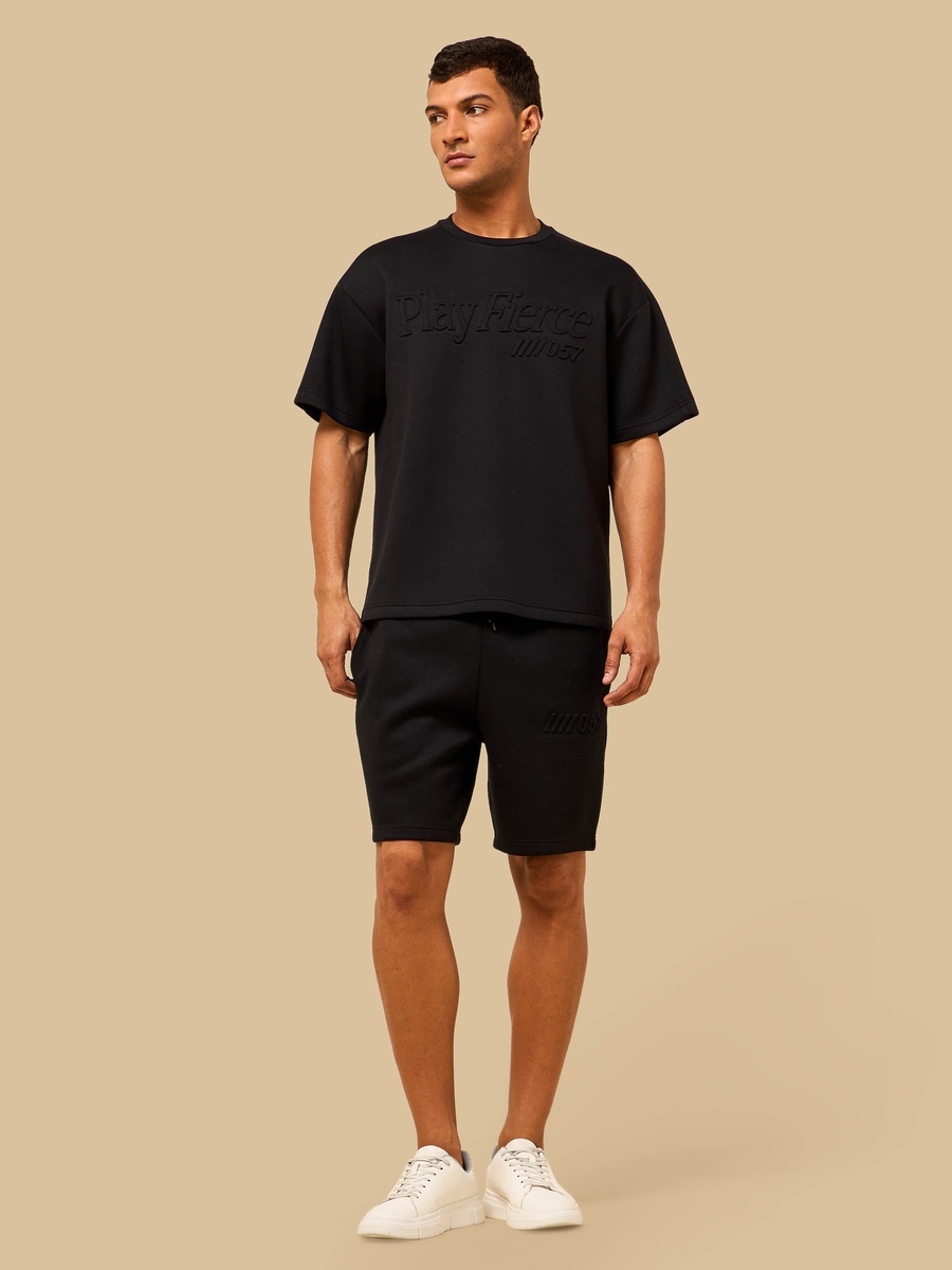 Embossed Relaxed Fit Scuba Shorts