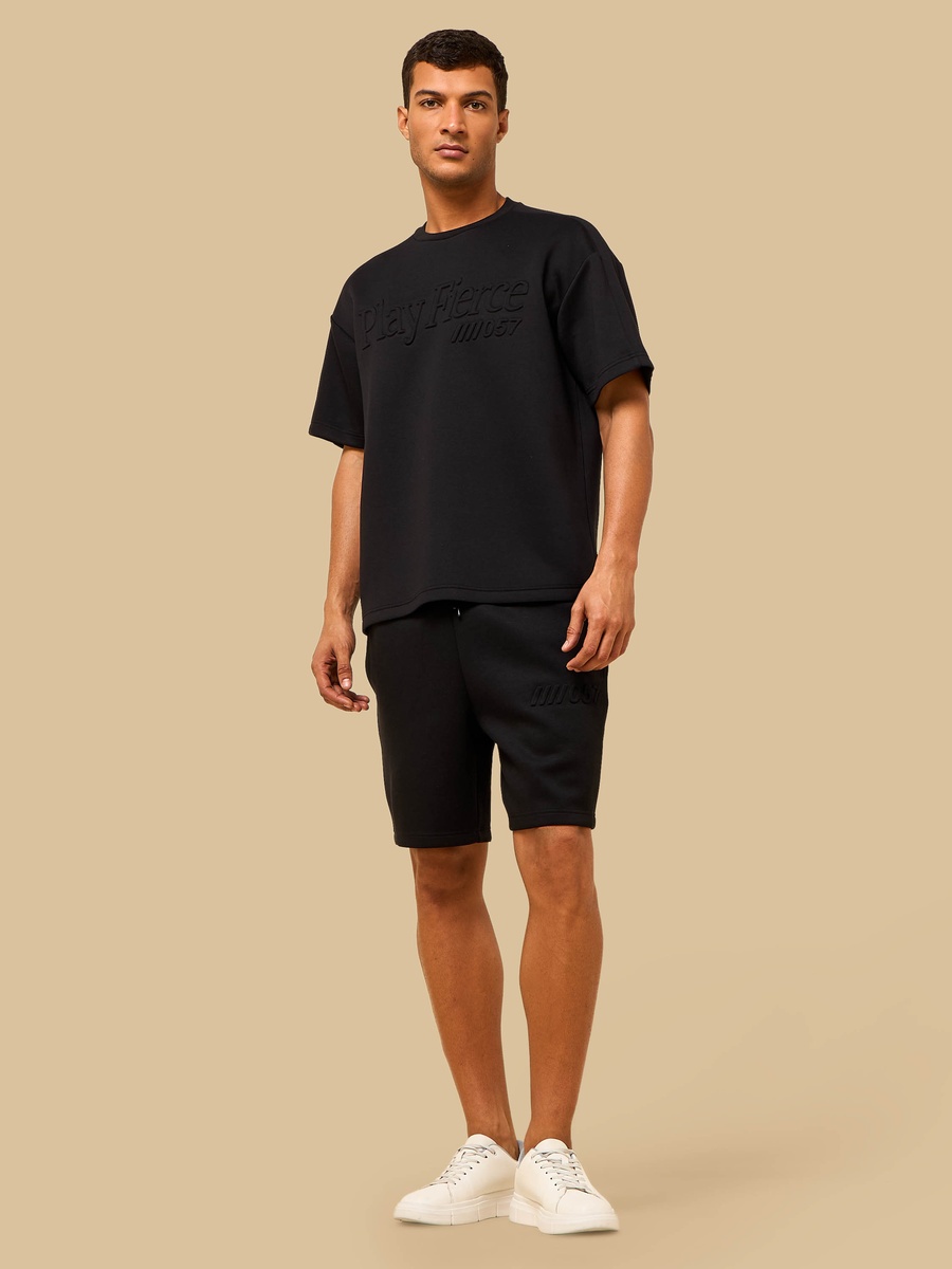 Embossed Relaxed Fit Scuba Shorts