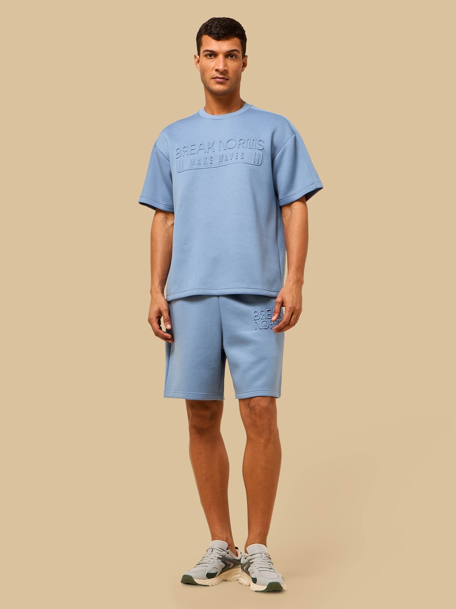 Embossed Relaxed Fit Scuba Shorts