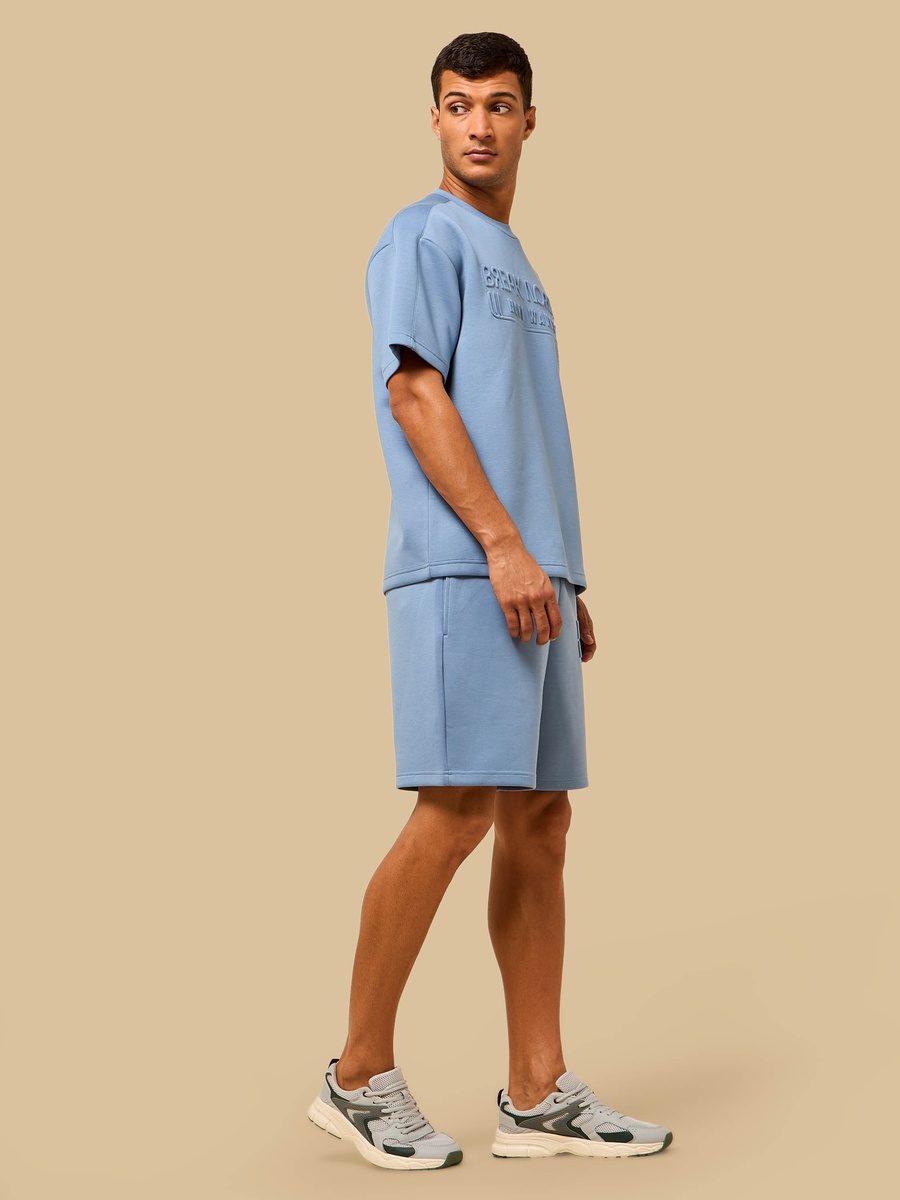 Embossed Relaxed Fit Scuba Shorts