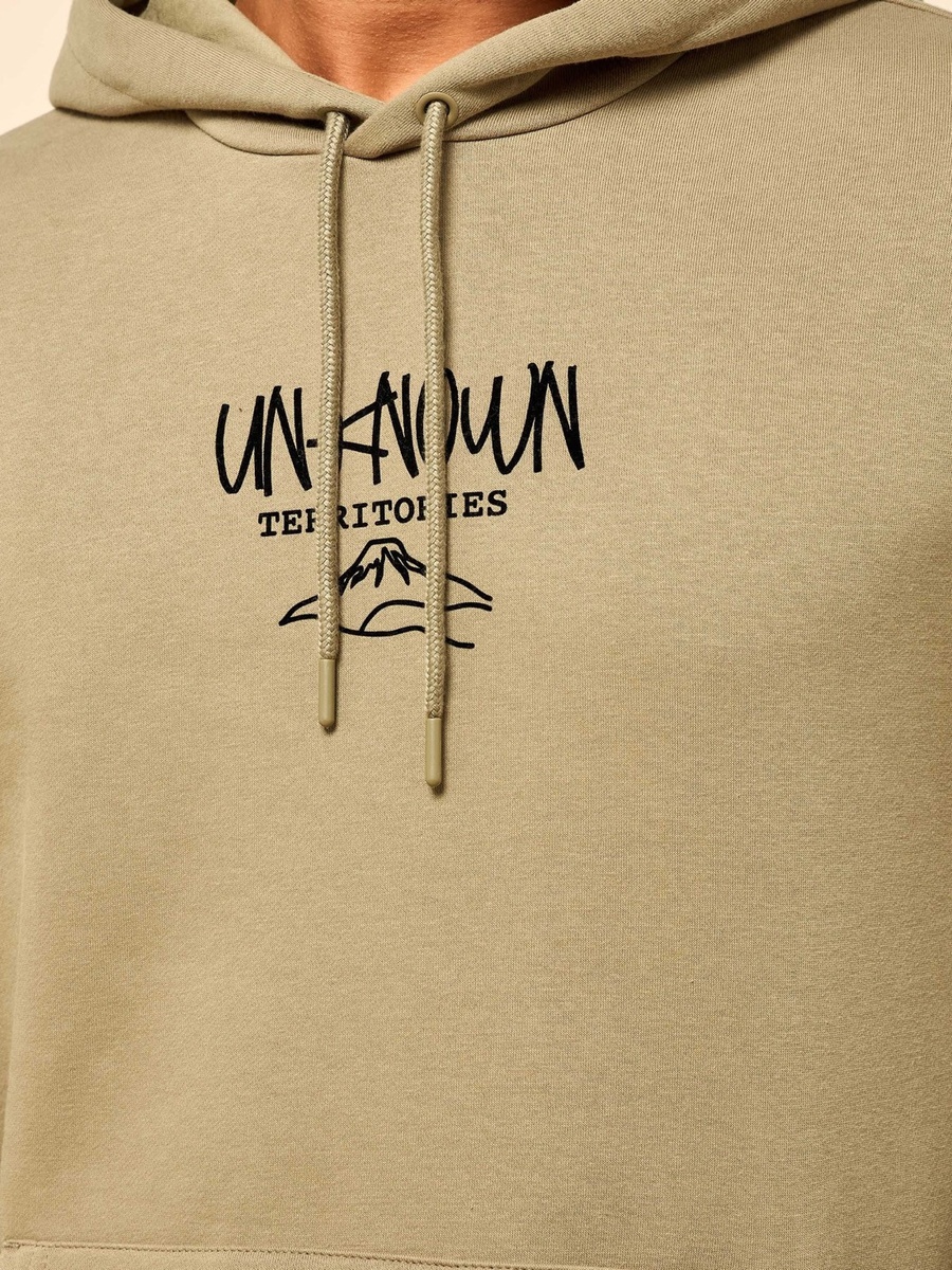 Mountains Print Oversized Hooded Sweatshirt with Kangaroo Pocket