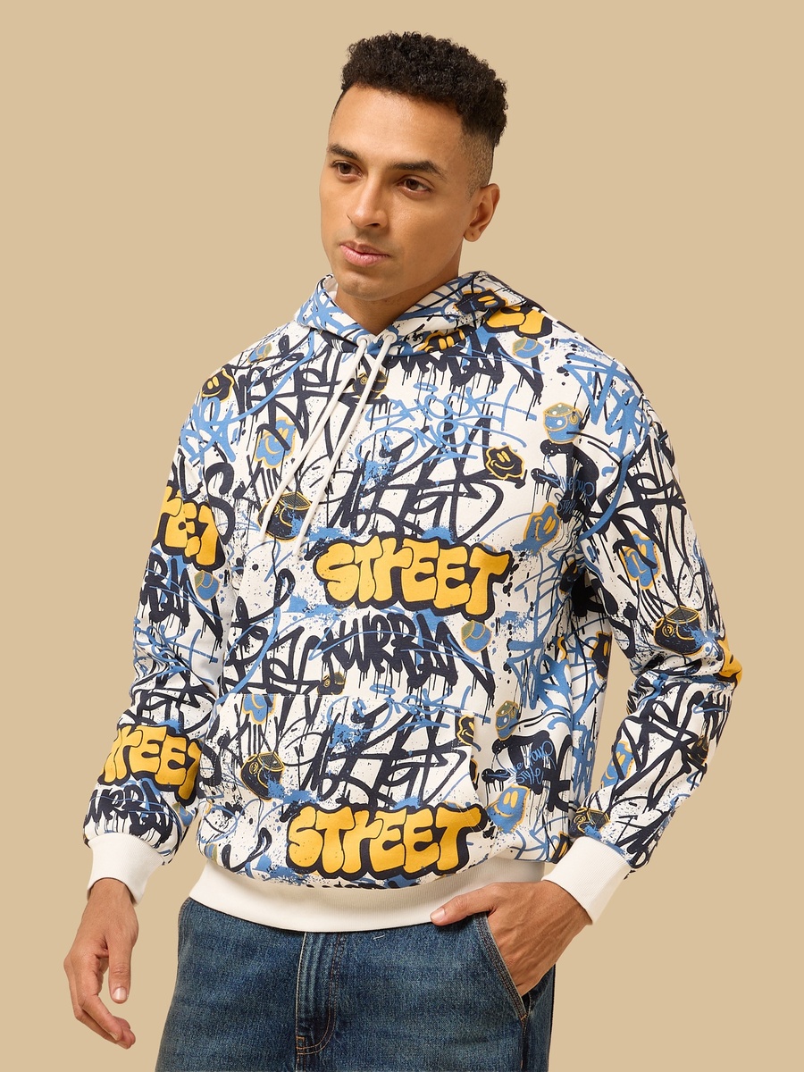 Graffiti Print Oversized Hooded Sweatshirt