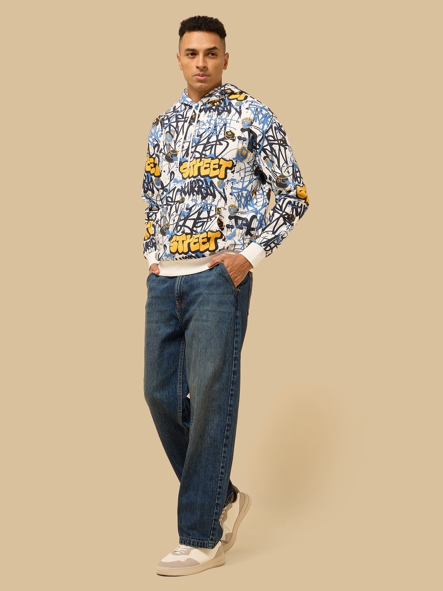 Graffiti Print Oversized Hooded Sweatshirt