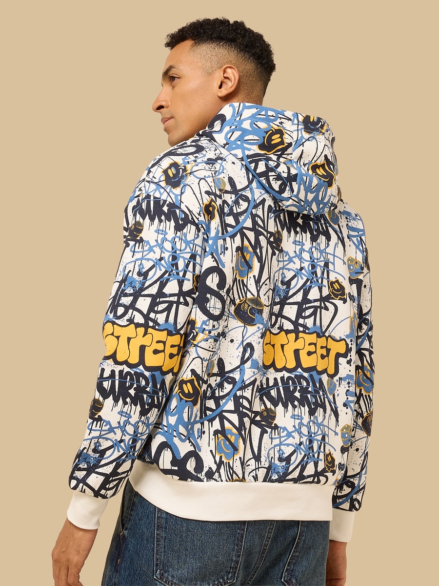 Graffiti Print Oversized Hooded Sweatshirt