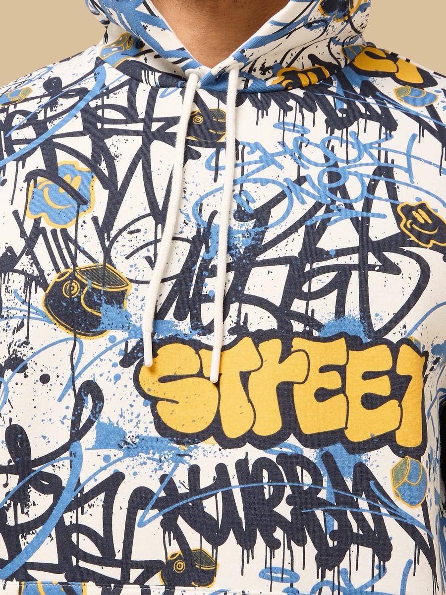 Graffiti Print Oversized Hooded Sweatshirt