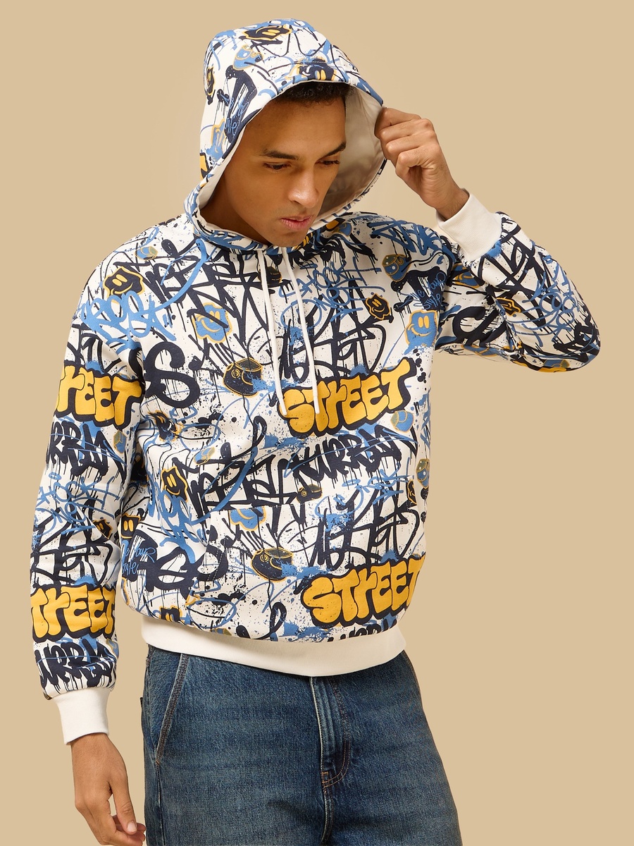 Graffiti Print Oversized Hooded Sweatshirt