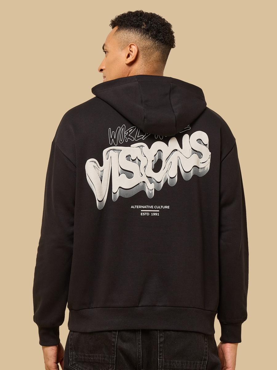 Graffiti Print Oversized Hooded Sweatshirt