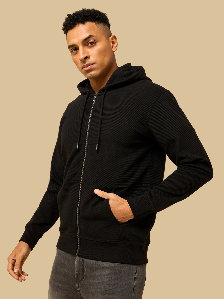 Regular Fit Ottoman Zip Through Hoodie