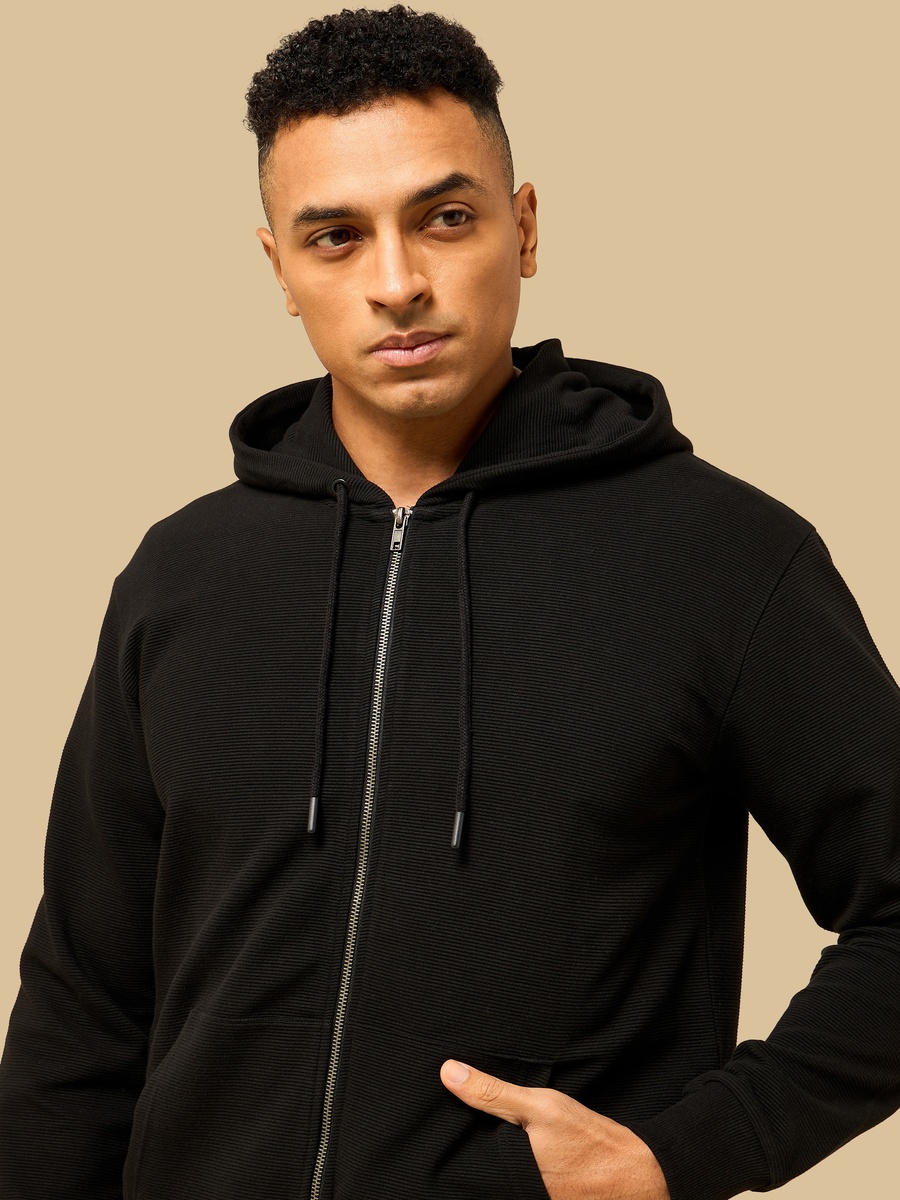 Regular Fit Ottoman Zip Through Hoodie