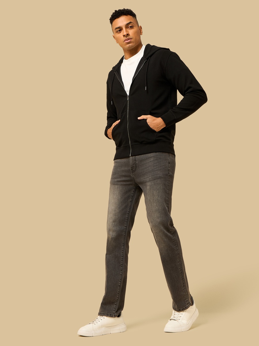 Regular Fit Ottoman Zip Through Hoodie