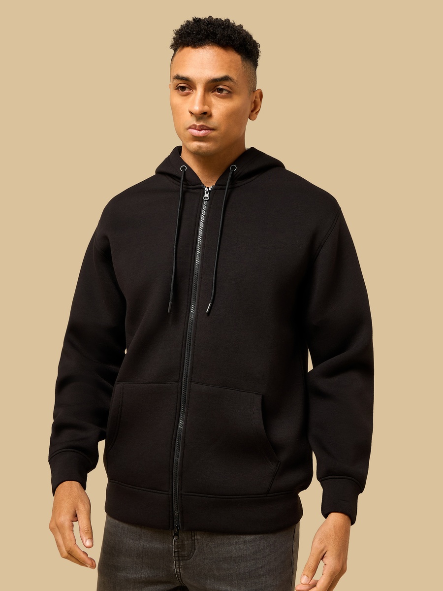 Relaxed Fit Scuba Zip Through Hoodie