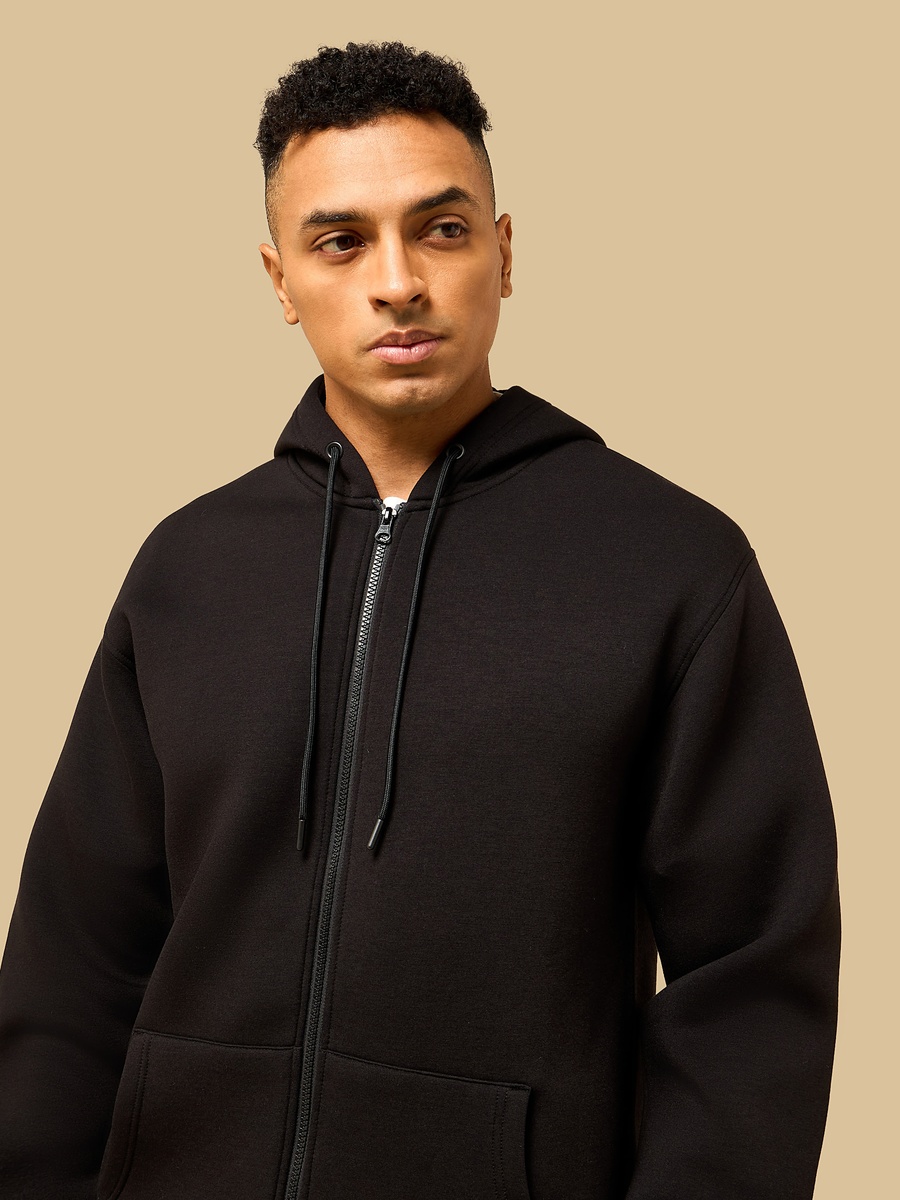 Relaxed Fit Scuba Zip Through Hoodie