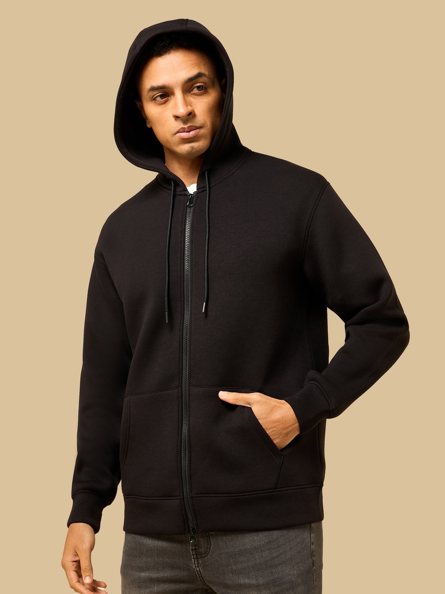 Relaxed Fit Scuba Zip Through Hoodie