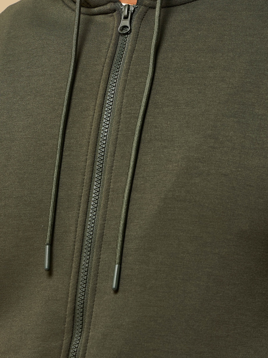 Relaxed Fit Scuba Hoodie with Zip Closure