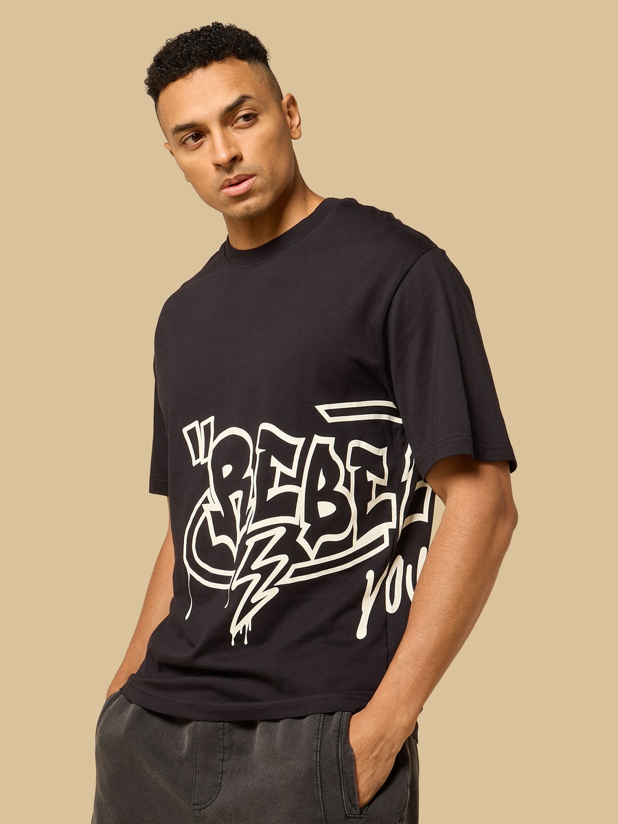 Slogan Print Relaxed Fit T-Shirt