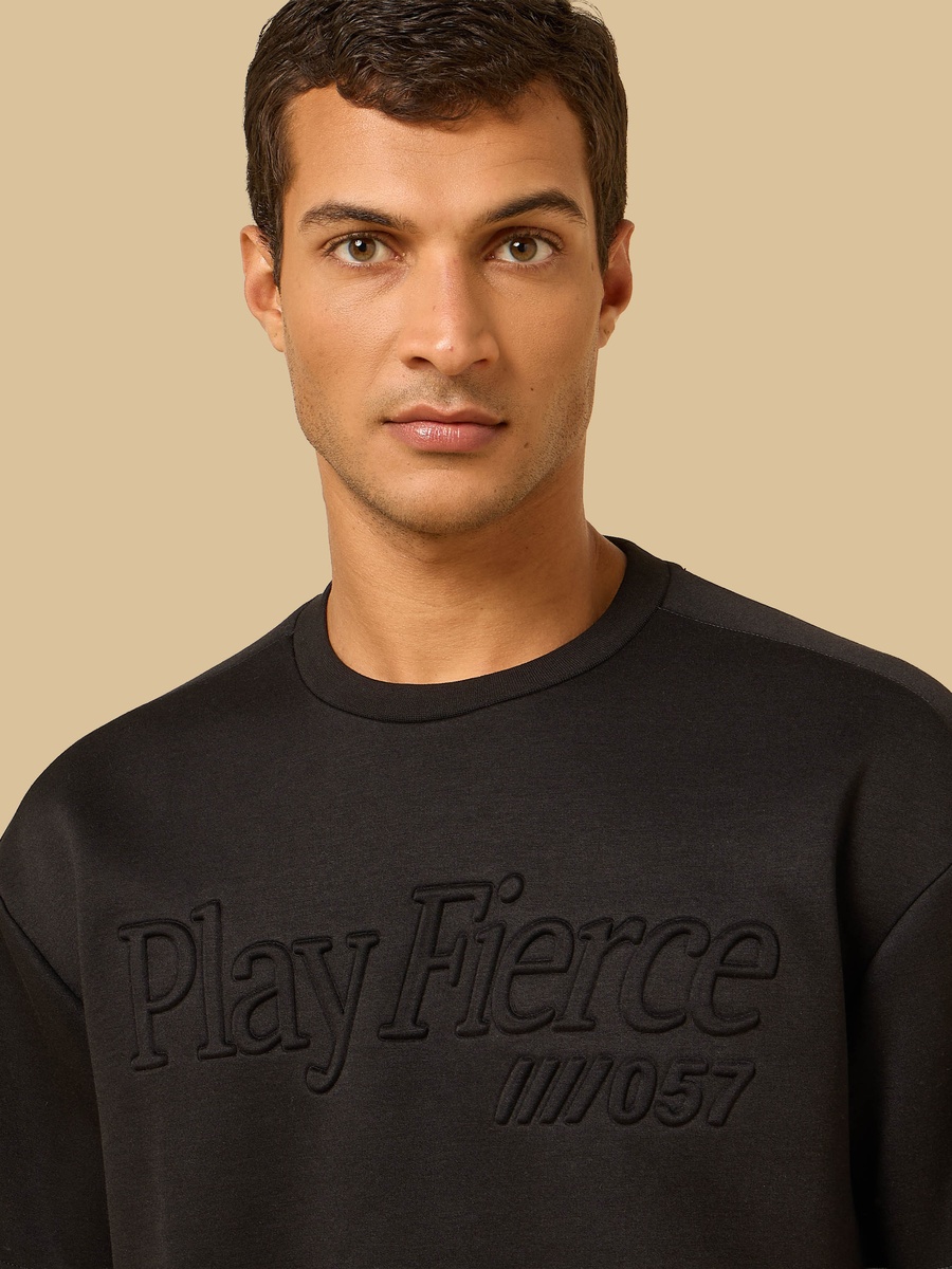 Embossed Print Oversized Scuba T-Shirt