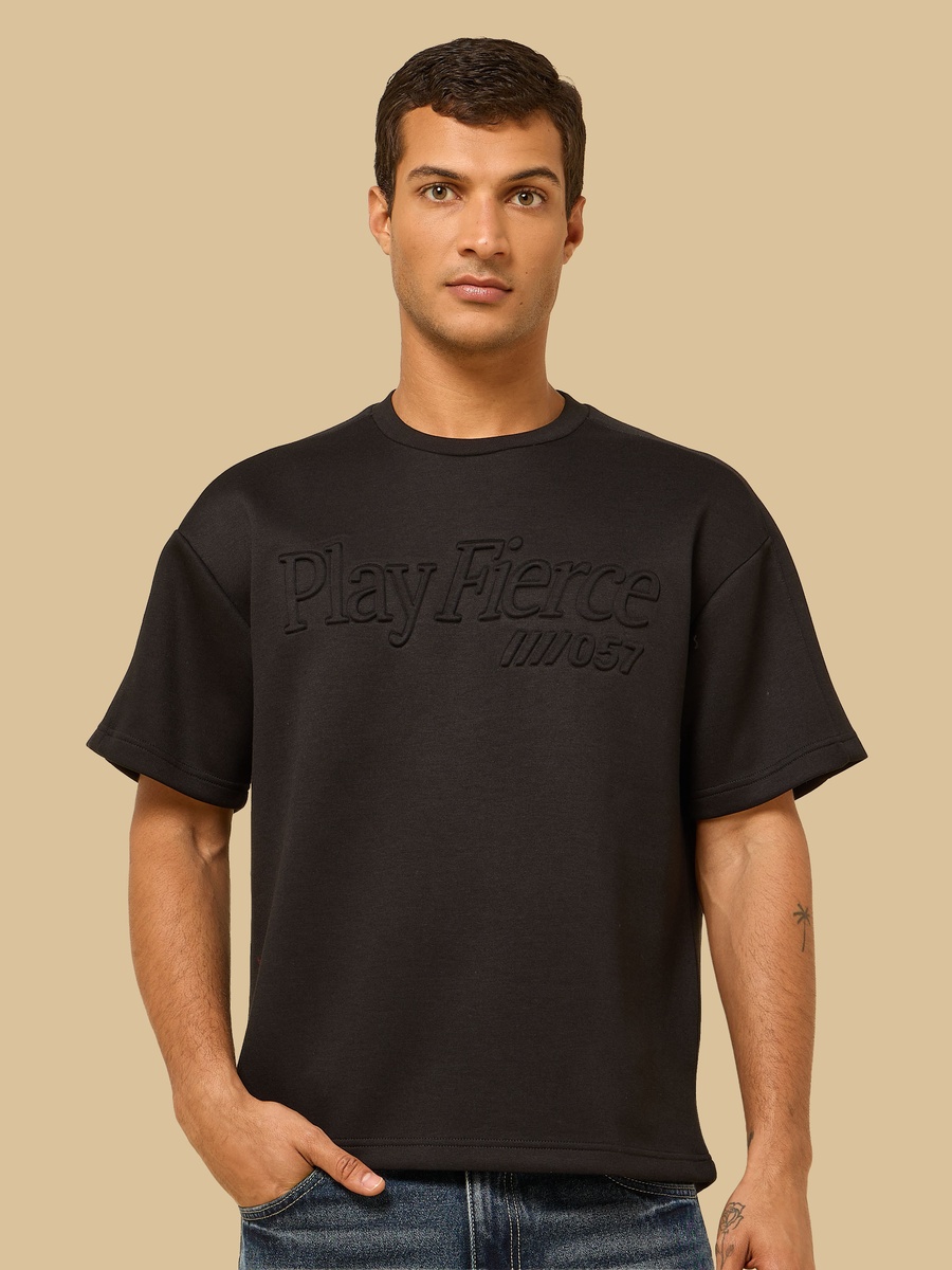 Embossed Print Oversized Scuba T-Shirt