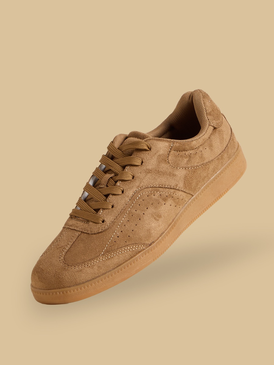 Suede Sports Shoes with Lace-Up Closure