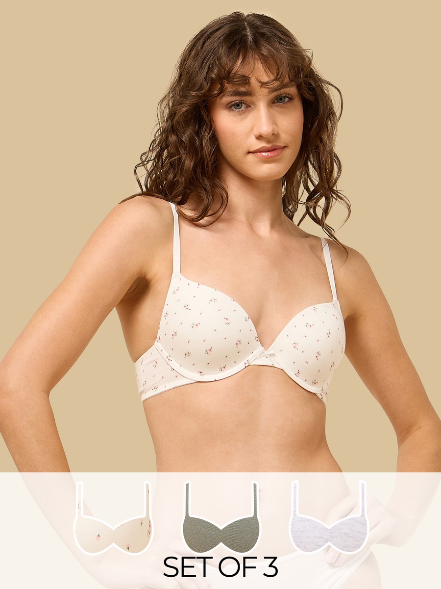 Pack of 3 - Assorted Print Plunge Bra