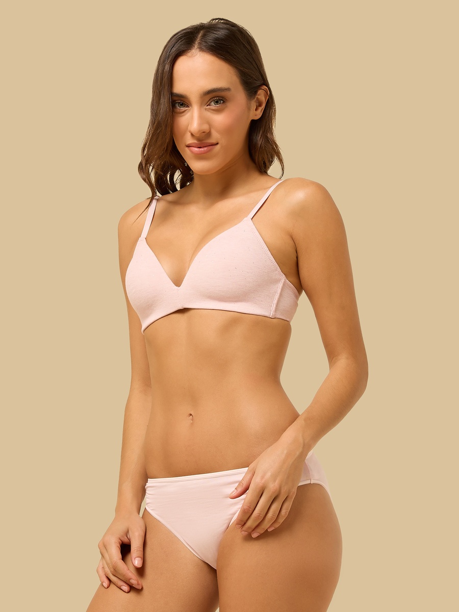 Ribbed Padded Non-Wired Comfort Bra