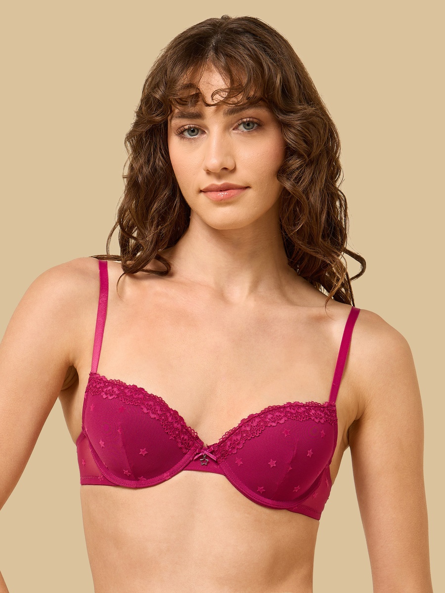 Star Flock Mesh Demi Bra