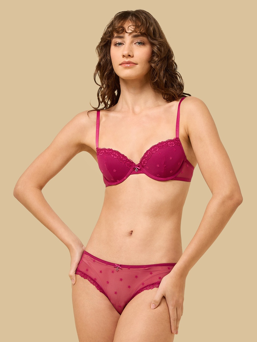 Star Flock Mesh Demi Bra