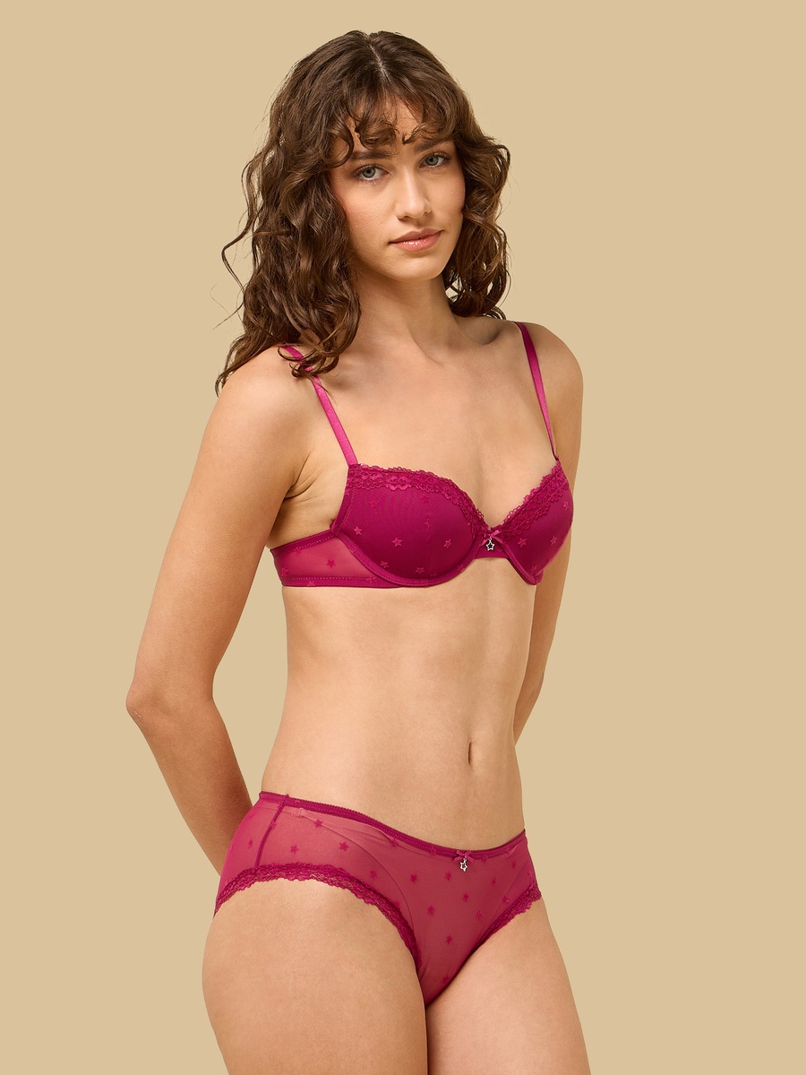 Star Flock Mesh Demi Bra