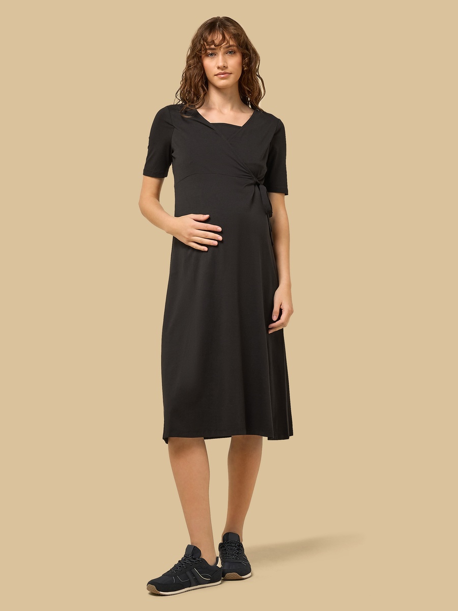 Plain Maternity Wrap Dress