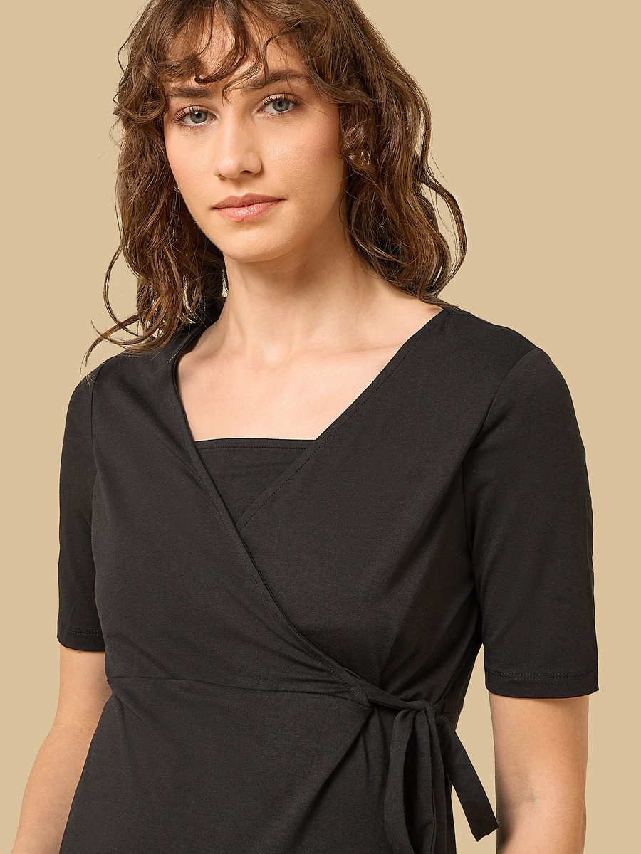 Plain Maternity Wrap Dress