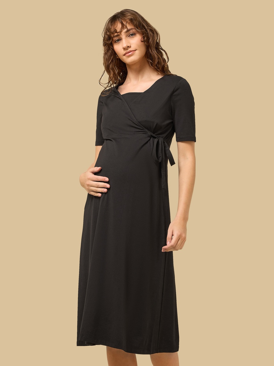 Plain Maternity Wrap Dress