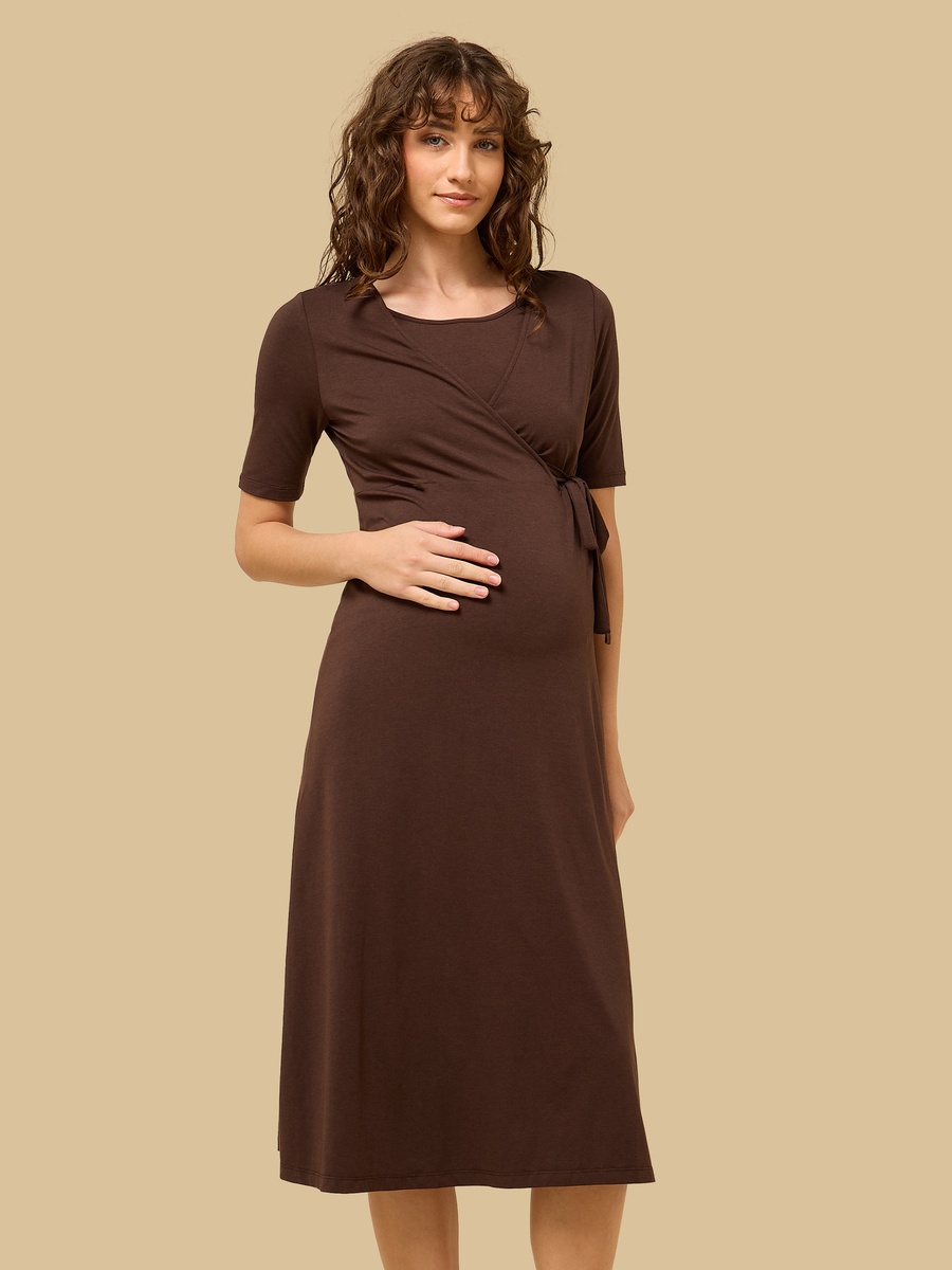 Plain Maternity Wrap Dress