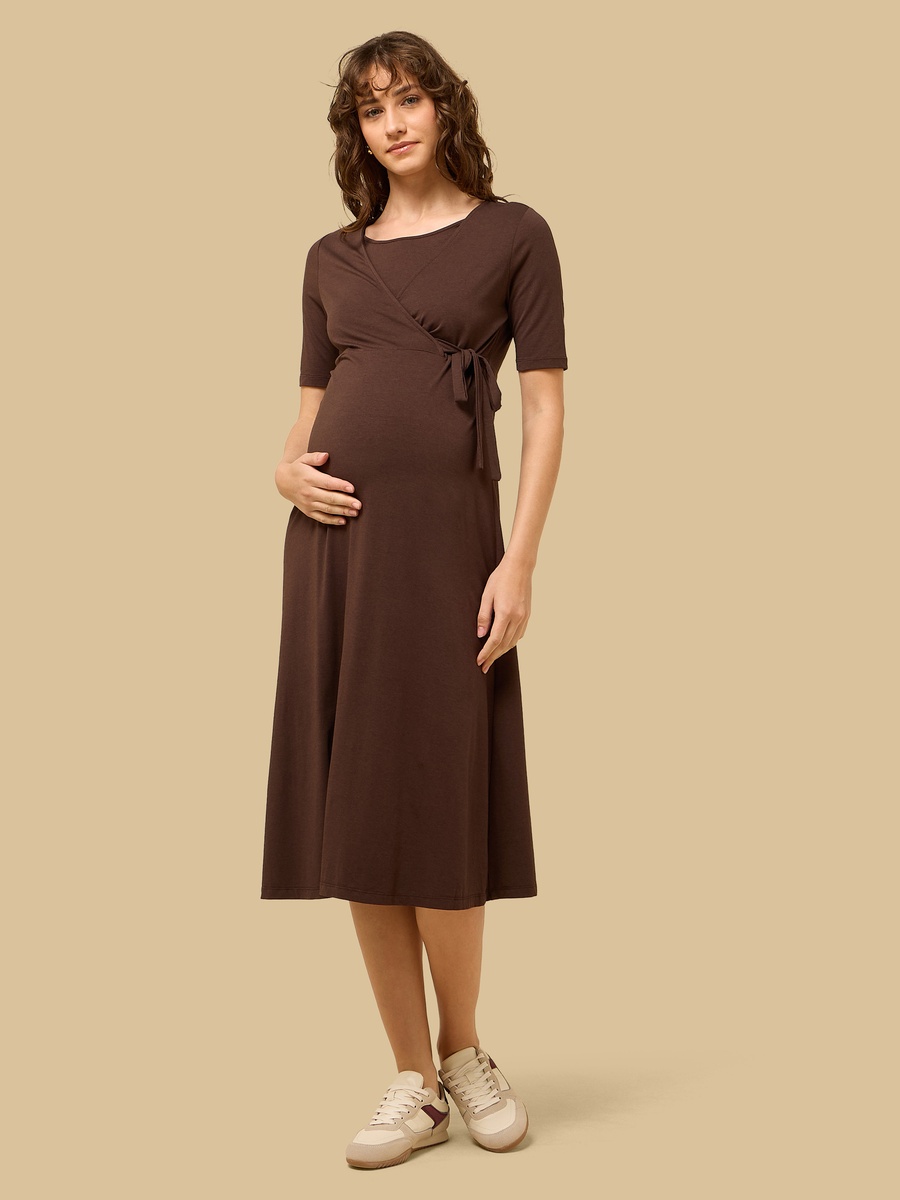 Plain Maternity Wrap Dress