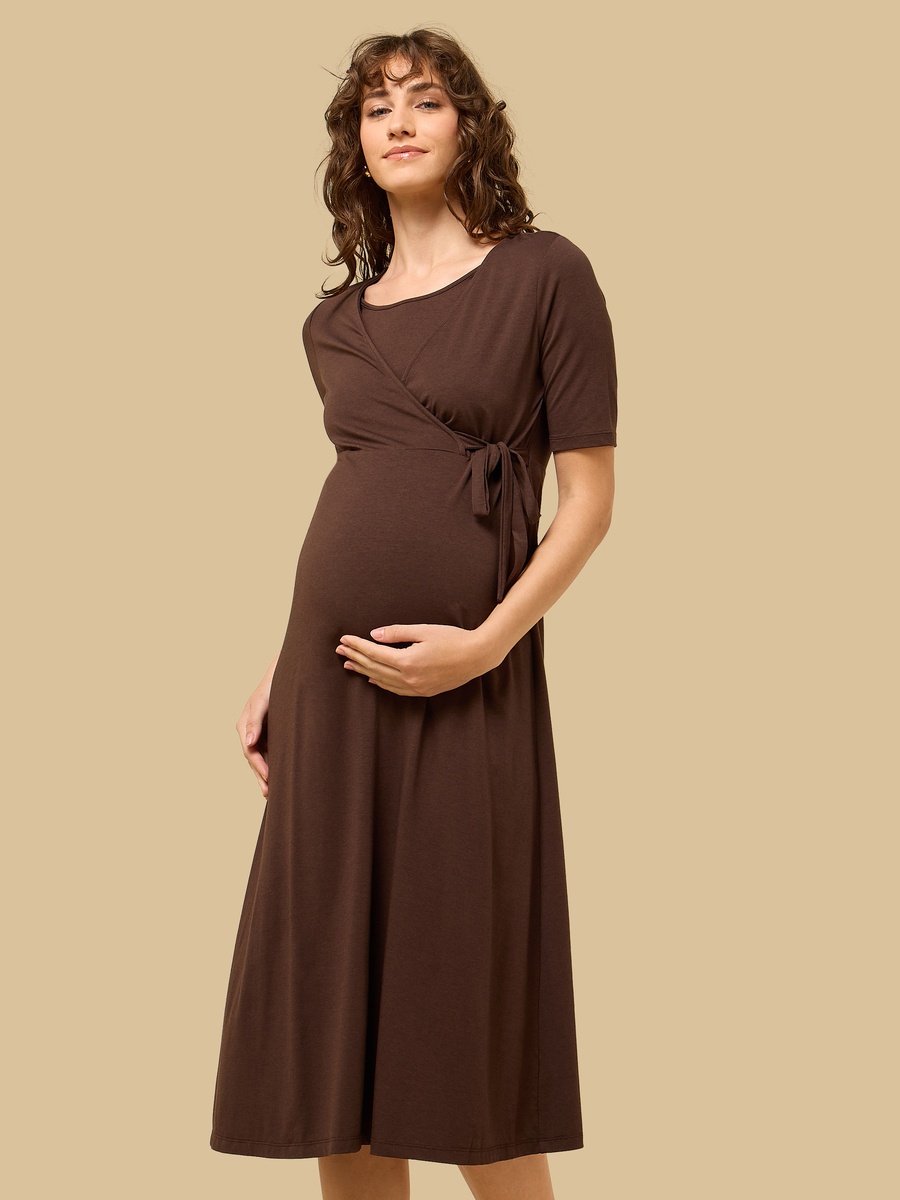 Plain Maternity Wrap Dress