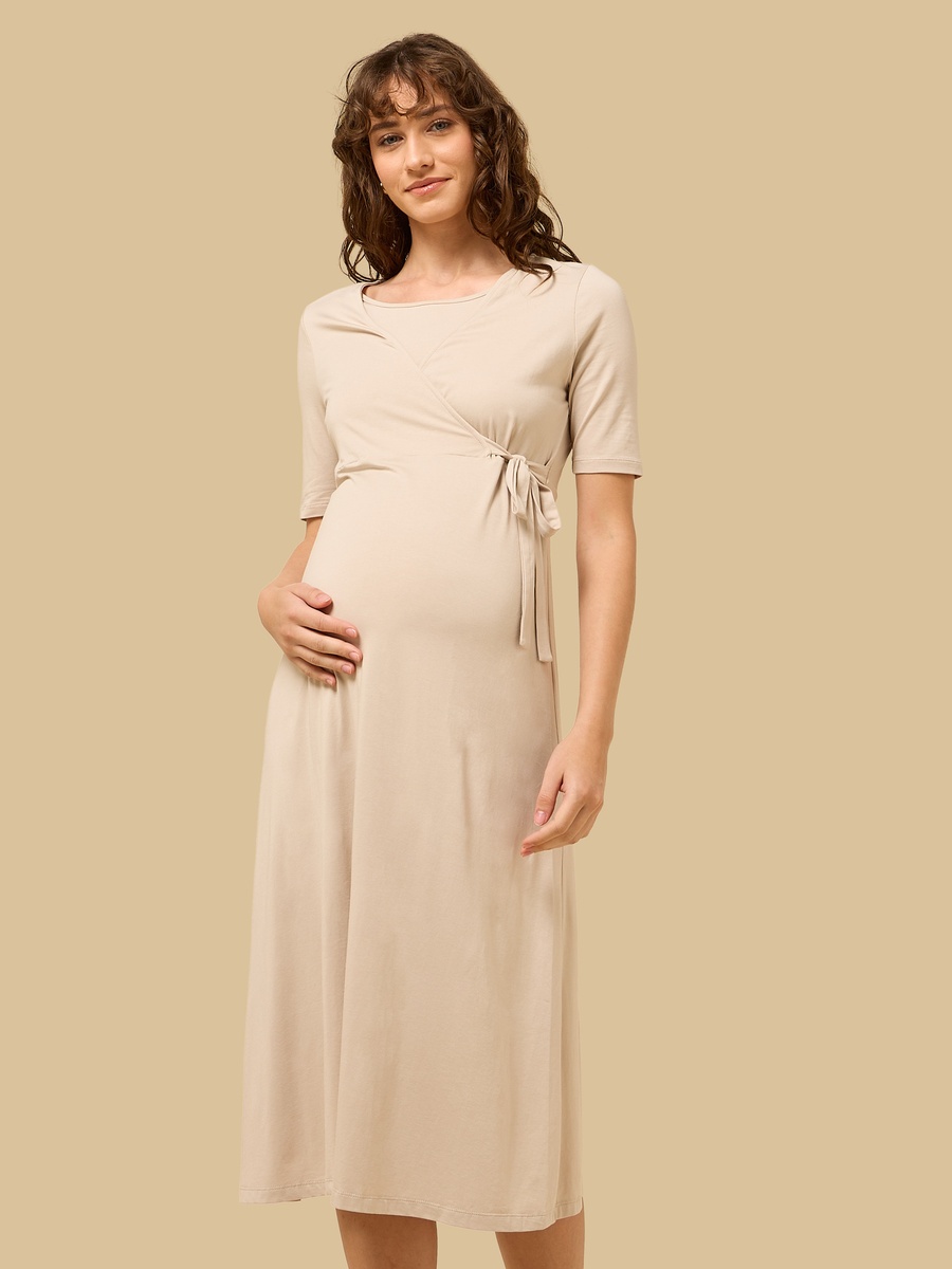 Plain Maternity Wrap Dress
