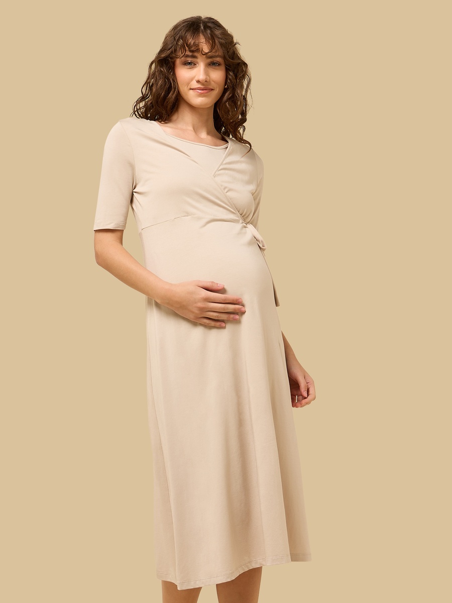 Plain Maternity Wrap Dress