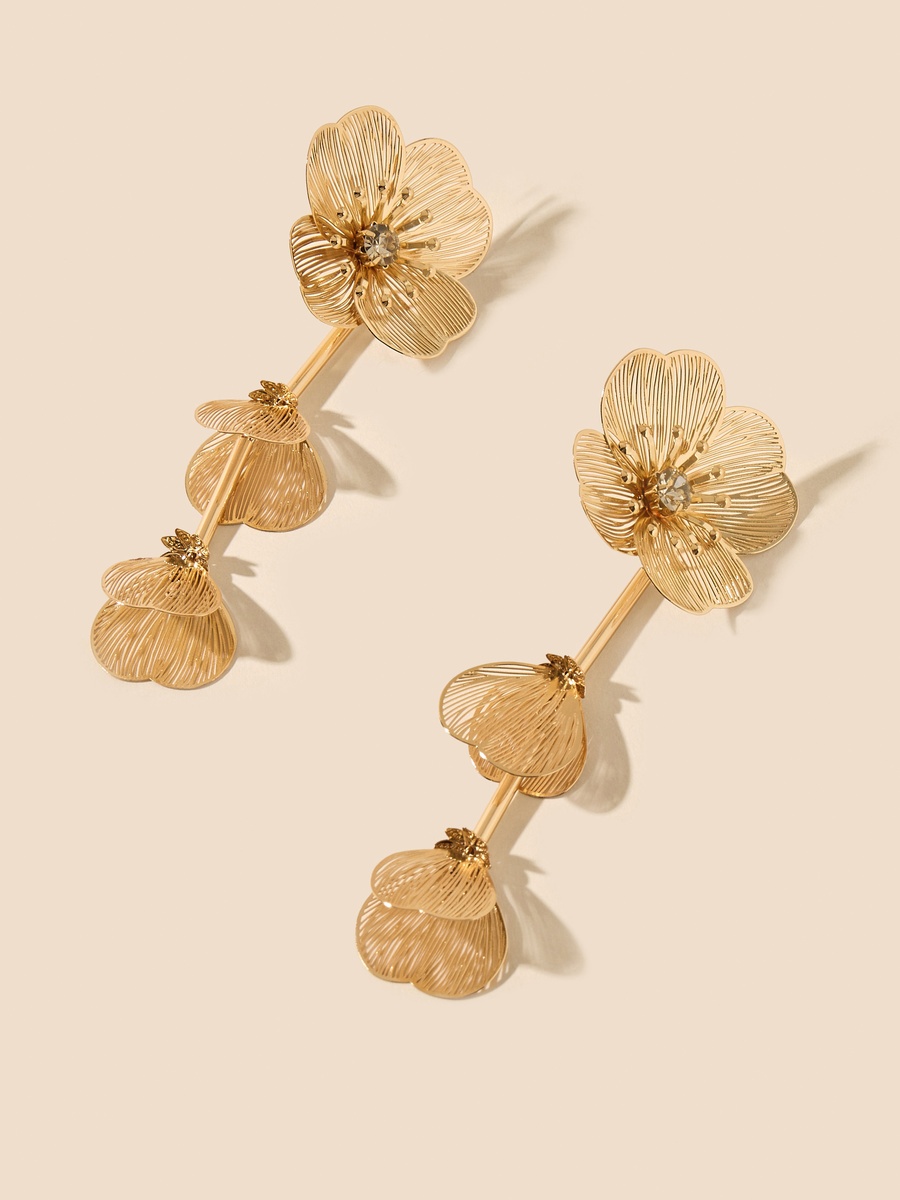 Floral Accent Earrings with Pushback Closure