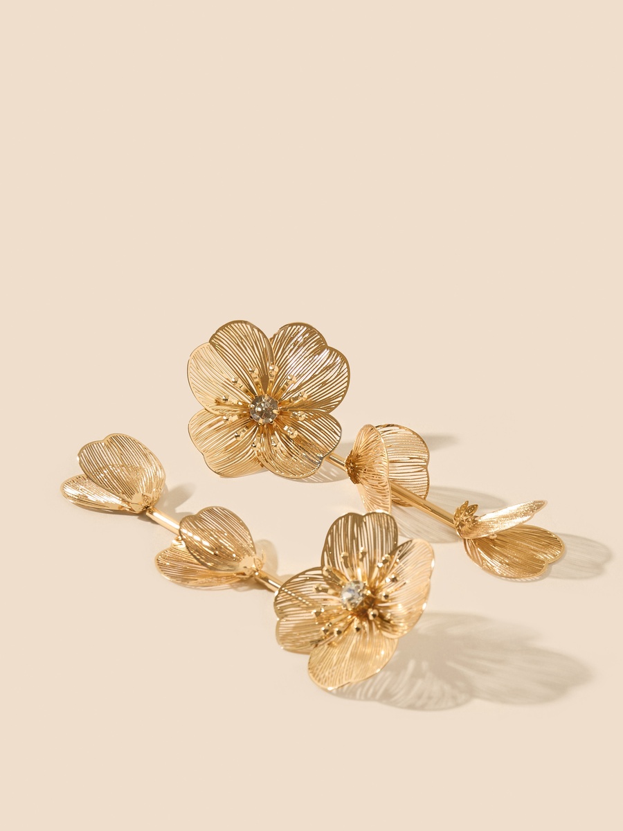 Floral Accent Earrings with Pushback Closure