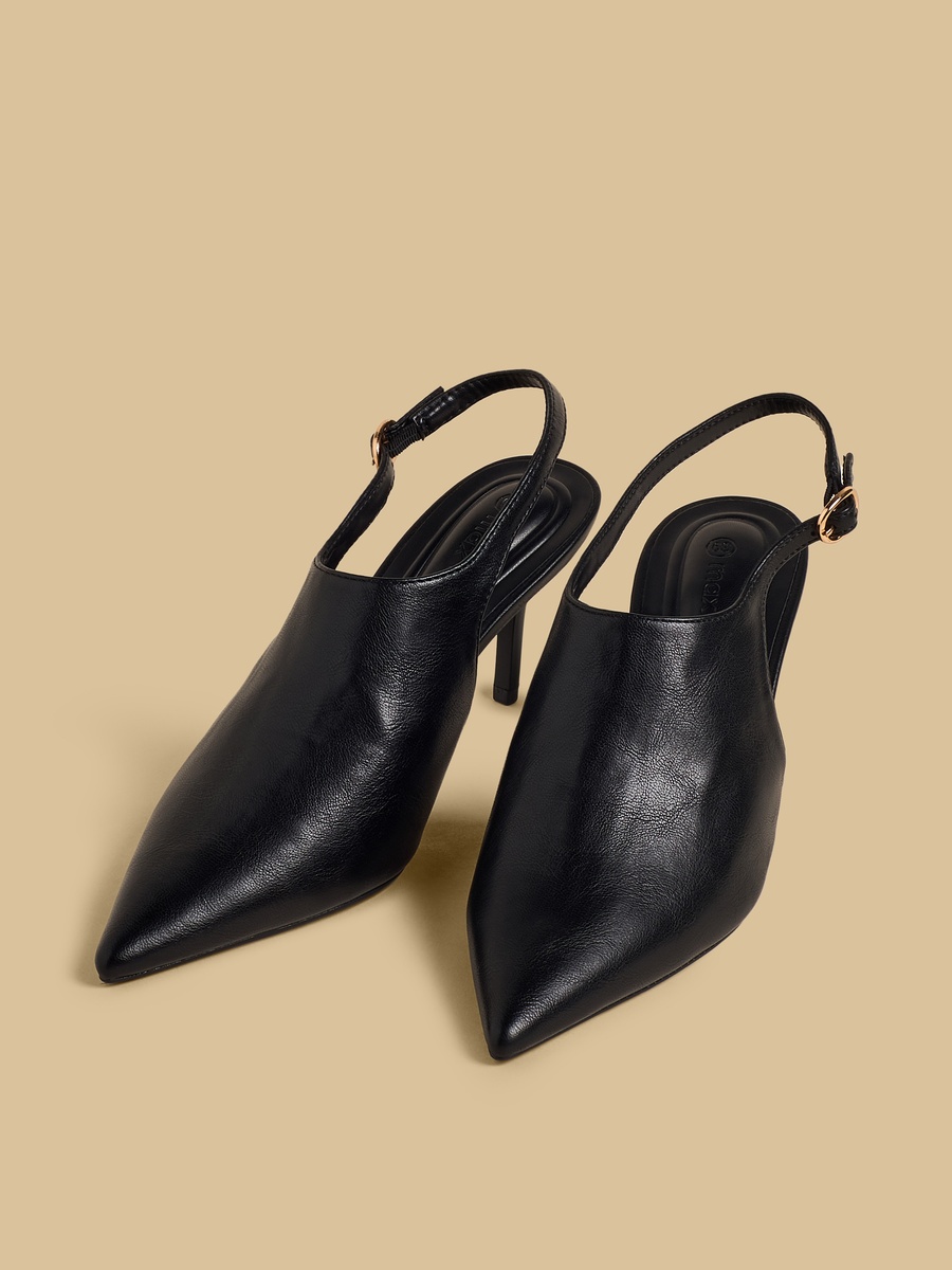 Textured Stiletto Heel Shoes with Buckle Closure