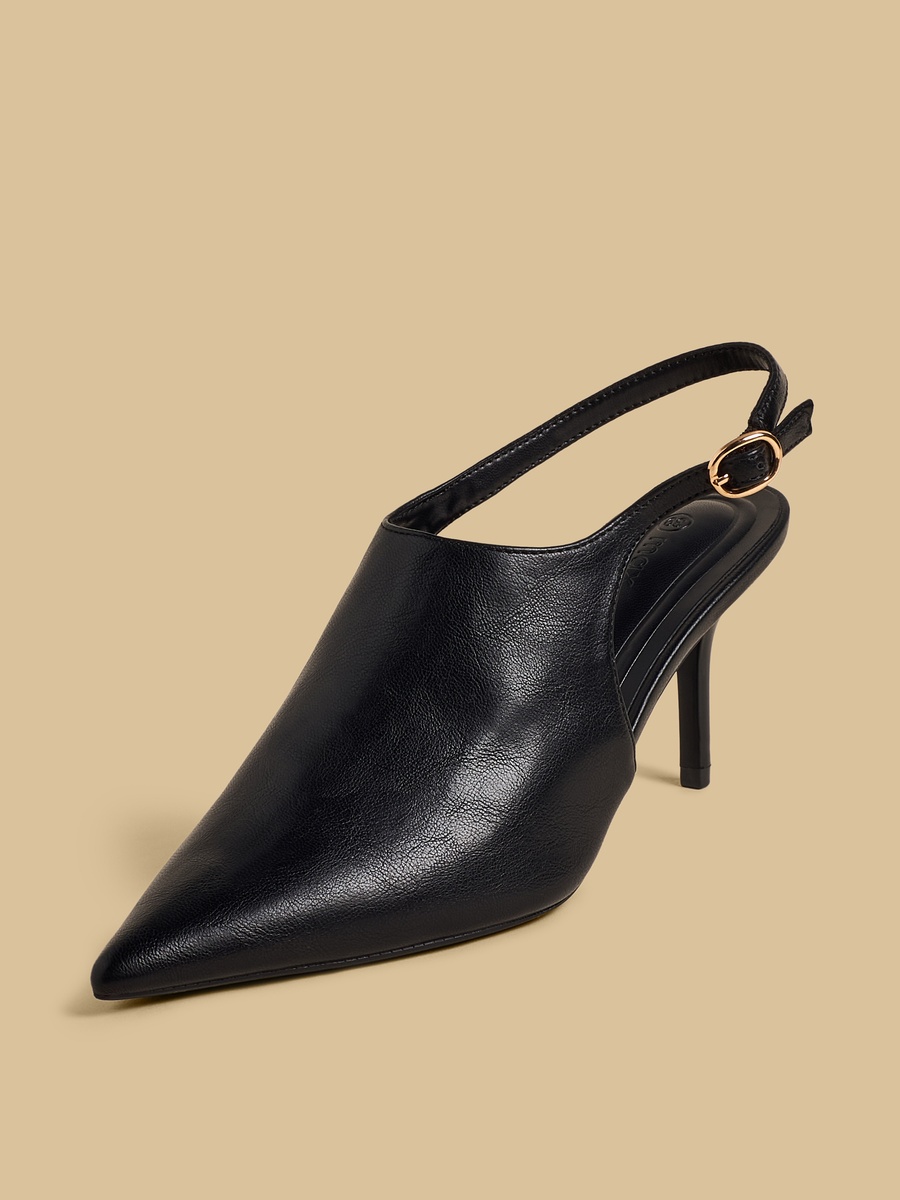 Textured Stiletto Heel Shoes with Buckle Closure
