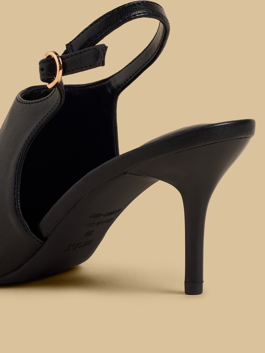 Textured Stiletto Heel Shoes with Buckle Closure