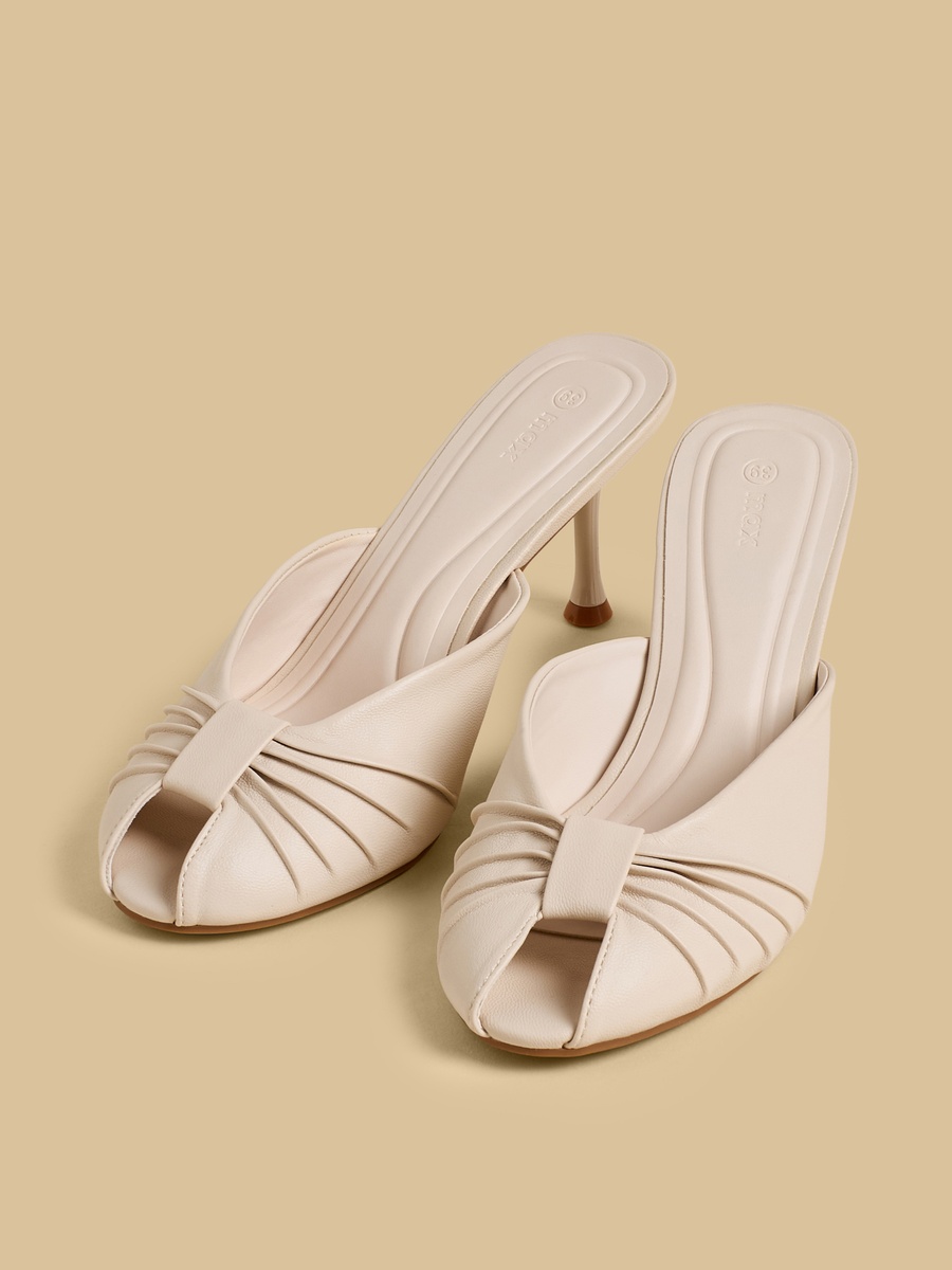 Pleated Stiletto Heel Sandals