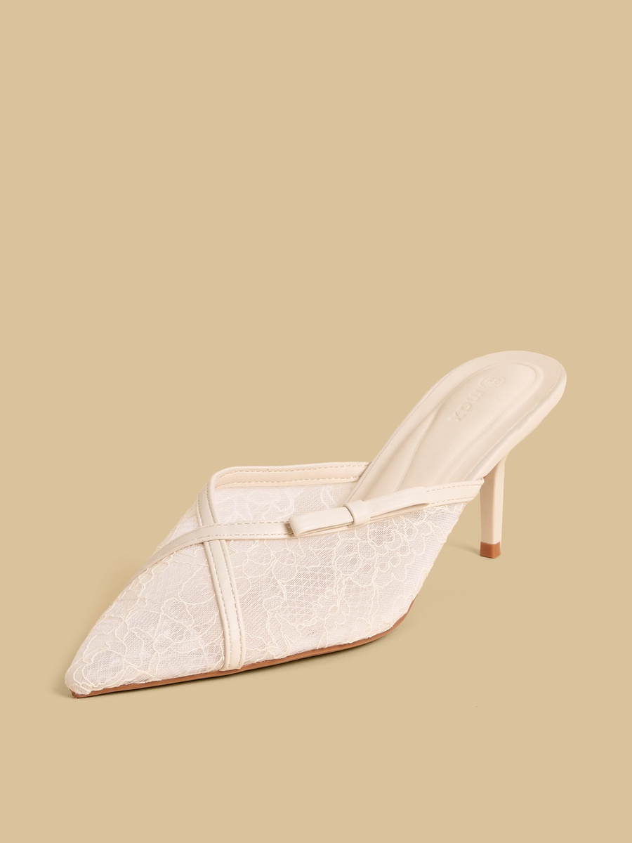 Lace Stiletto Heel Mules