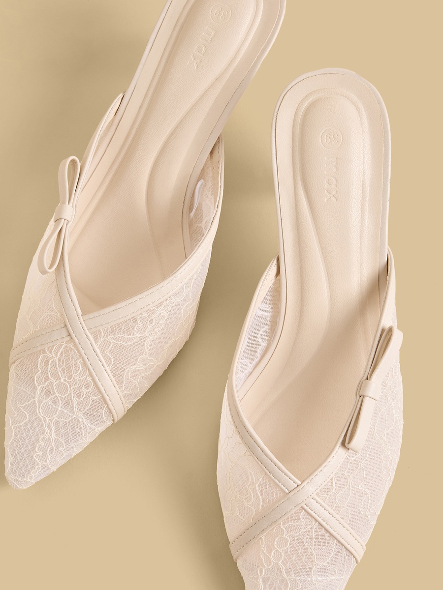 Lace Stiletto Heel Mules