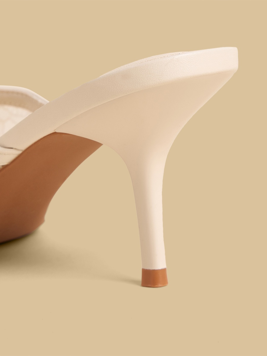 Lace Stiletto Heel Mules